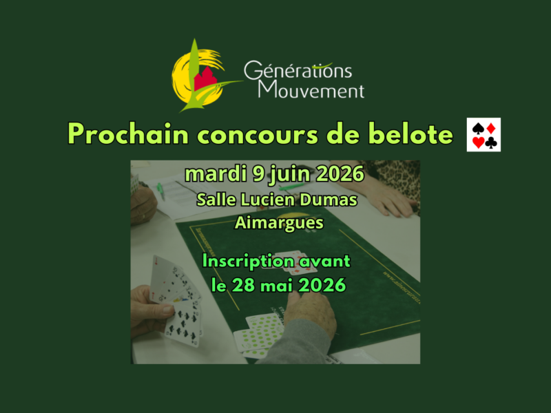 concours départemental de belote à Aimargues, le mardi 9 juin